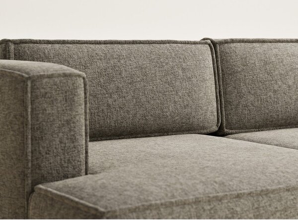 Divano angolare marrone allungabile/con contenitore (con penisola a sinistra/con chaise lounge) con rivestimento in ciniglia Velto – Maison de Rêve