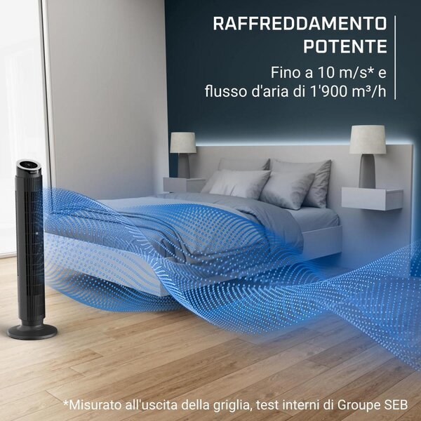 Rowenta Ventilatore a Colonna Torre senza Pale 8 Velocit Oscillante con Telecomando Eole Silence Force - VU7020F0