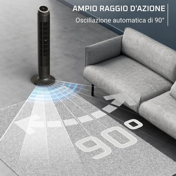 Rowenta Ventilatore a Colonna Torre senza Pale 8 Velocit Oscillante con Telecomando Eole Silence Force - VU7020F0