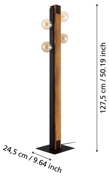 Eglo 43471 - Lampada da terra LAYHAM 4xE27/60W/230V