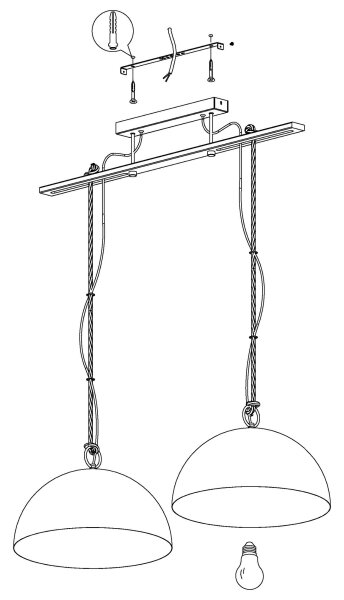 Eglo 43397 - Lampadario a cavo HODSOLL 2xE27/40W/230V