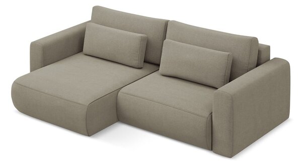 Divano angolare marrone chiaro allungabile/con contenitore (con penisola a sinistra/con chaise lounge) Kapua – Makamii