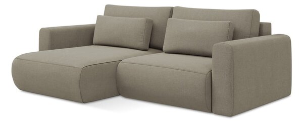 Divano angolare marrone chiaro allungabile/con contenitore (con penisola a sinistra/con chaise lounge) Kapua – Makamii