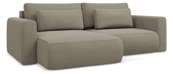 Divano angolare marrone chiaro allungabile/con contenitore (con penisola a sinistra/con chaise lounge) Kapua – Makamii