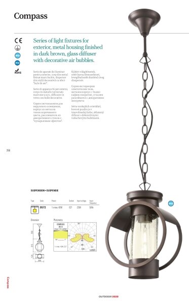 Redo 9573 - Lampada da esterno COMPASS 1xE27/42W/230V IP33