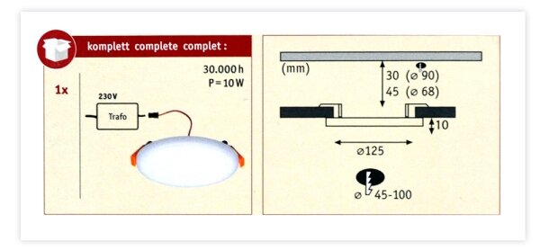 Paulmann 92388 - LED/10W IP44 Lampada da incasso LED VARIFIT 230V