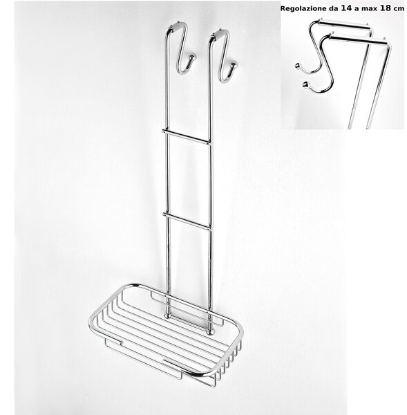 Griglia doccia rettangolare a un piano cromo 23x36,5xh68 cm con gancio regolabile da 14-18 cm bagno galvanico di oltre 22 micron inalterabile nel tempo