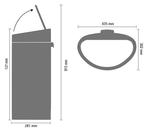 Cestino per la spazzatura in acciaio in nero opaco touch 40 l Touch Bin – Brabantia