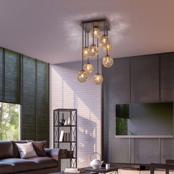 Paul Neuhaus 6238-48 - Lampadario a sospensione con supporto rigido GRETA 9xG9/40W/230V