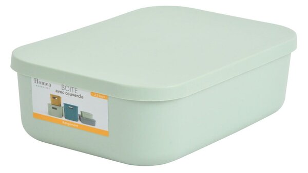 Scatola con coperchio in verde chiaro in plastica 24x18x8 cm – Homéa