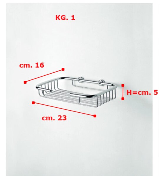 Griglia Doccia rettangolare Adesivo Forte 3 M, a un piano cromo 24x16xh6 cm inox lucido bagno galvanico di oltre 22 micron inalterabile nel tempo