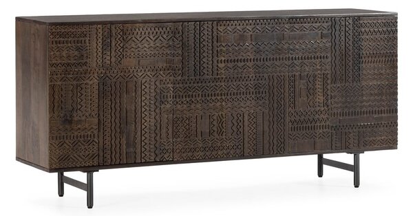 Cassettiera marrone scuro in mango massiccio 160x75x40 cm Kalai – MOME