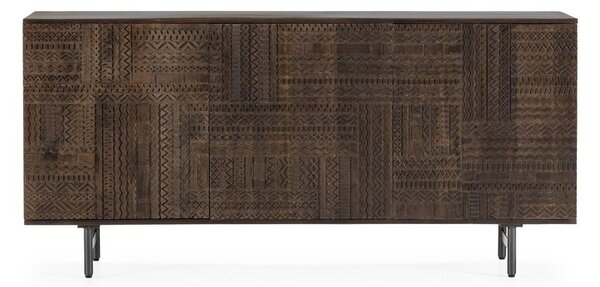Cassettiera marrone scuro in mango massiccio 160x75x40 cm Kalai – MOME