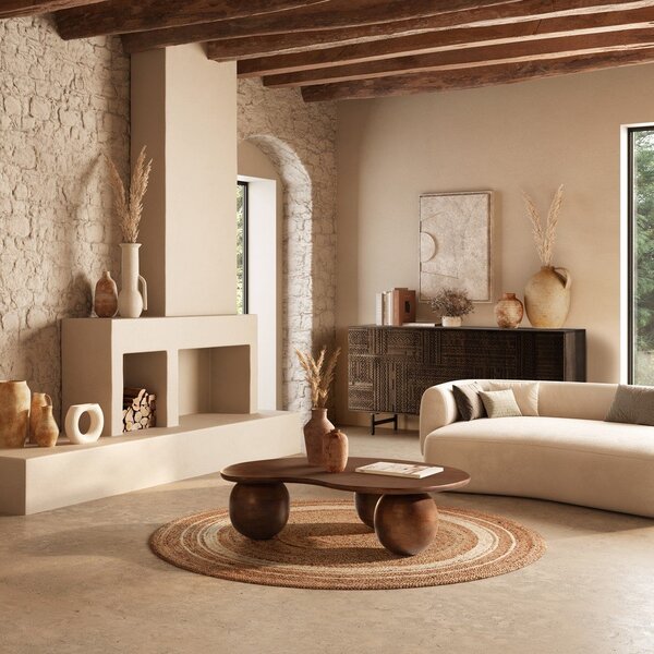 Cassettiera marrone scuro in mango massiccio 160x75x40 cm Kalai – MOME