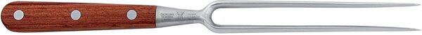 Forchettone Arrosto retto Forgiano in acciaio W.Nr.1.4116 cm 29 e manico in legno di mogano , colore manico in legno di mogano scuro