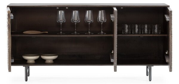 Cassettiera marrone scuro in mango massiccio 160x75x40 cm Kalai – MOME