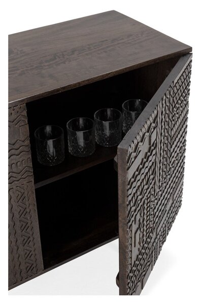 Cassettiera marrone scuro in mango massiccio 160x75x40 cm Kalai – MOME