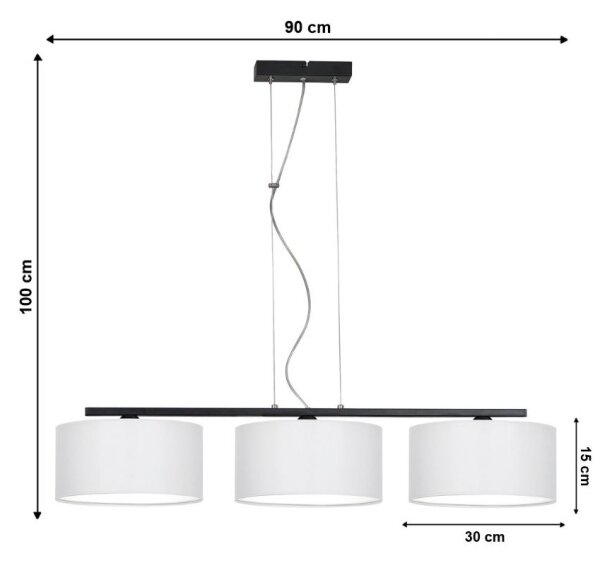 Lampadario a sospensione con filo ASTRA 3xE27/60W/230V bianco