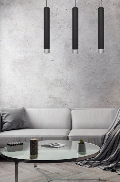 Lampadario LED a cavo TUBA 3xGU10/4,8W/230V nero/cromo lucido