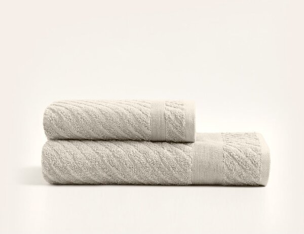 Asciugamani e teli da bagno in cotone beige chiaro in set di 2 pezzi - Foutastic