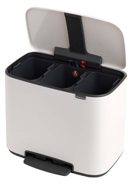 Cestino per la spazzatura in acciaio bianco per raccolta differenziata/con pedale 33 l Bo – Brabantia