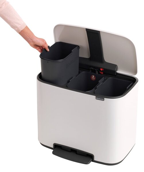 Cestino per la spazzatura in acciaio bianco per raccolta differenziata/con pedale 33 l Bo – Brabantia
