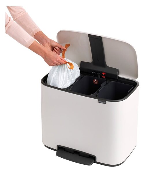 Cestino per la spazzatura in acciaio bianco per raccolta differenziata/con pedale 33 l Bo – Brabantia