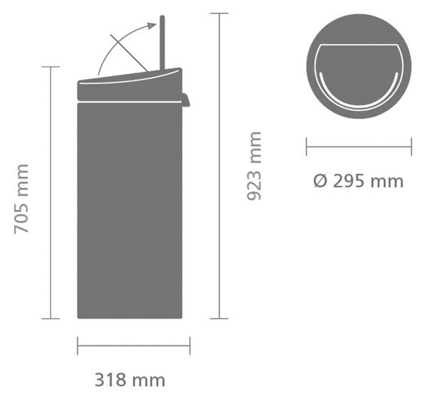 Bidone per rifiuti in acciaio bianco touch 30 l Touch Bin - Brabantia