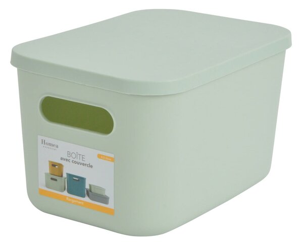 Scatola con coperchio in verde chiaro in plastica 24,5x18x15 cm – Homéa