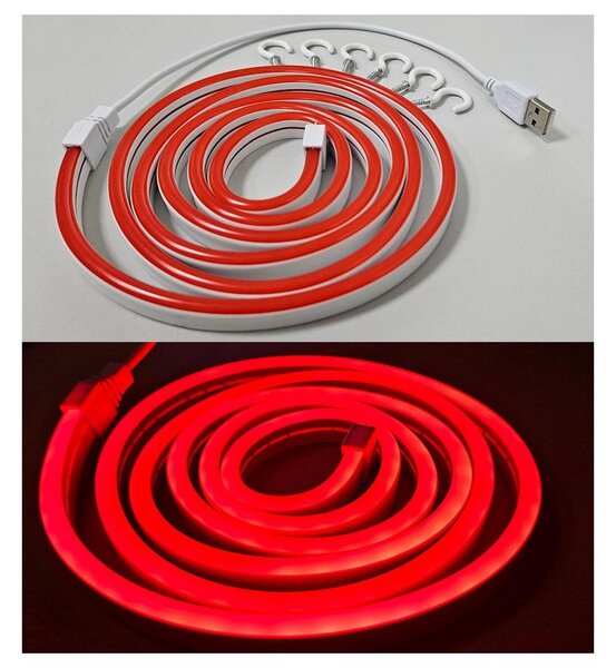 LED Striscia flessibile NEON LED/5V USB 1,8 m rosso