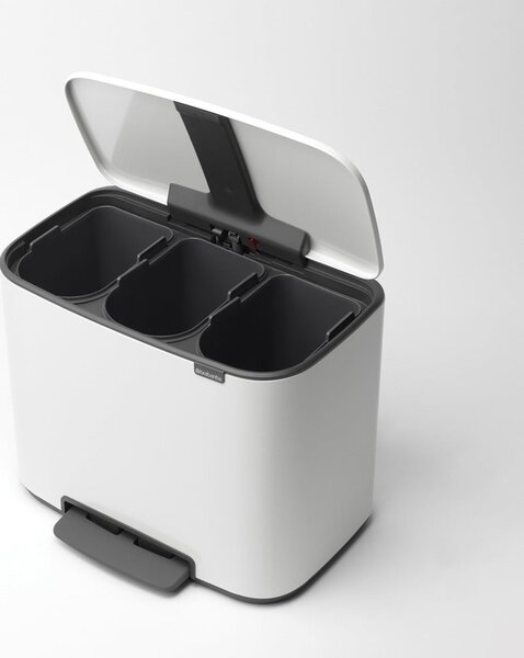 Cestino per la spazzatura in acciaio bianco per raccolta differenziata/con pedale 33 l Bo – Brabantia