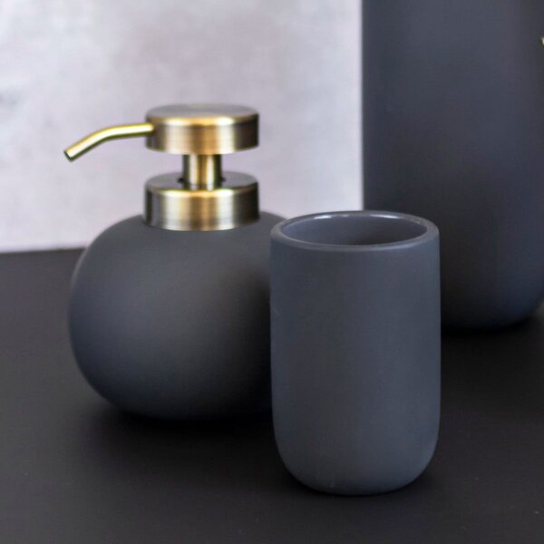 Tazza in ceramica antracite per spazzolini da denti Lotus - Mette Ditmer Denmark