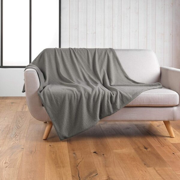 Coperta grigia in vello 125x150 cm Curly Wooly – douceur d'intérieur