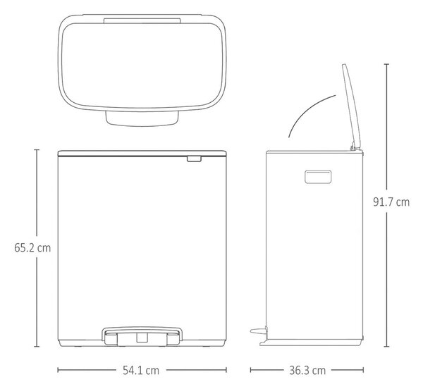 Bidone in acciaio bianco per raccolta differenziata 60 l Bo - Brabantia