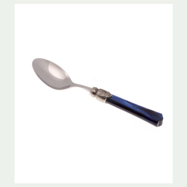 Cucchiaino da Caff� VITTORIA Set di 6 Pezzi in acciaio 18.10 Lunghezza 16 cm manico in Plexiglas con ghiera Anticata lavabile in lavastoviglie blu