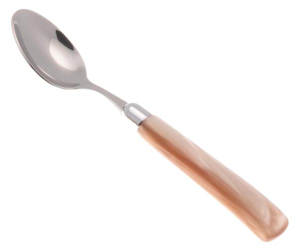 Cucchiaino da Caff� GIADA Set di 6 Pezzi in acciaio 18.10 Lunghezza 16,5 cm manico in Plexiglas con ghiera lavabile in lavastoviglie Champagne