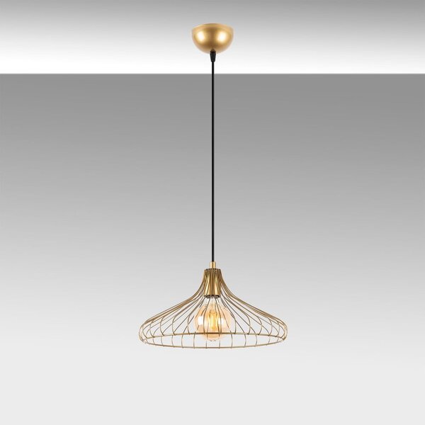 Lampadario dorato con paralume in metallo ø 36 cm Depay – Opviq lights