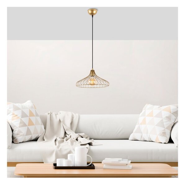 Lampadario dorato con paralume in metallo ø 36 cm Depay – Opviq lights