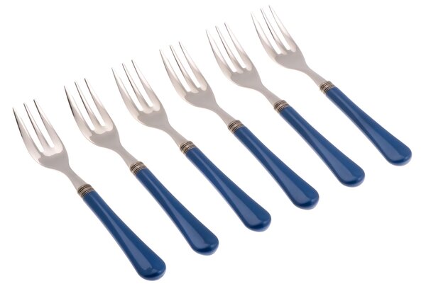 Forchettine da Dolce set da 6 pezzi GIULIETTA in acciaio inox 18/10 manico in metacrilato spessore 1,5 mm colorato Blu
