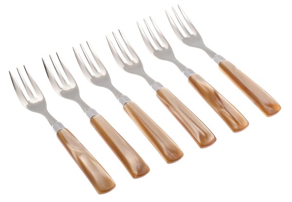 Forchettine da Dolce set da 6 pezzi GIADA in acciaio inox 18/10 manico in metacrilato spessore 1,5 mm colorato champagne
