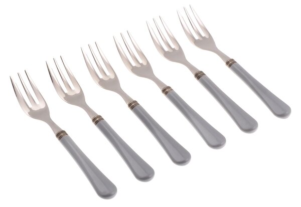 Forchettine da Dolce set da 6 pezzi GIULIETTA in acciaio inox 18/10 manico in metacrilato spessore 1,5 mm colorato Grigio
