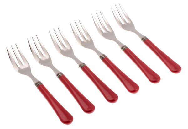 Forchettine da Dolce set da 6 pezzi GIULIETTA in acciaio inox 18/10 manico in metacrilato spessore 1,5 mm colorato Rosso