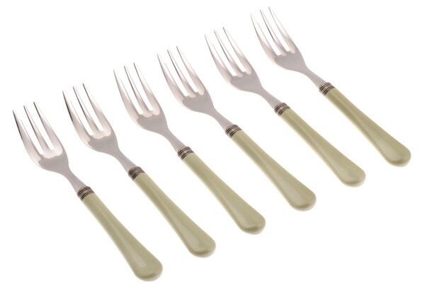 Forchettine da Dolce set da 6 pezzi GIULIETTA in acciaio inox 18/10 manico in metacrilato spessore 1,5 mm colorato Verde