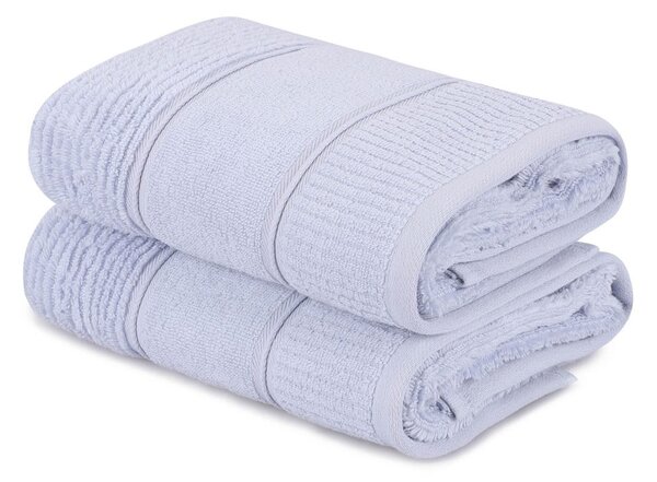 Set di asciugamani tipo terry azzurri in cotone 2 pz 50x90 cm Daniela – Foutastic