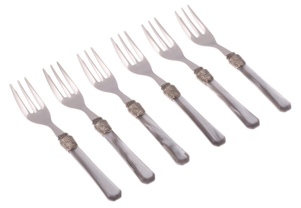 Forchettine da Dolce set da 6 pezzi PENELOPE in acciaio inox 18/10 manico in metacrilato spessore 2,5 mm colorato grigio