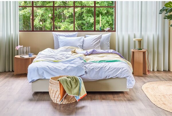 Biancheria da letto singolo bianca e beige in cotone 140x200 cm Block - Hübsch