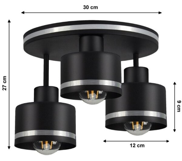 Lampadario a plafone BODO SILVER 3xE27/60W/230V