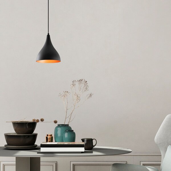 Lampadario nero con paralume in metallo ø 22 cm Sağlam – Opviq lights