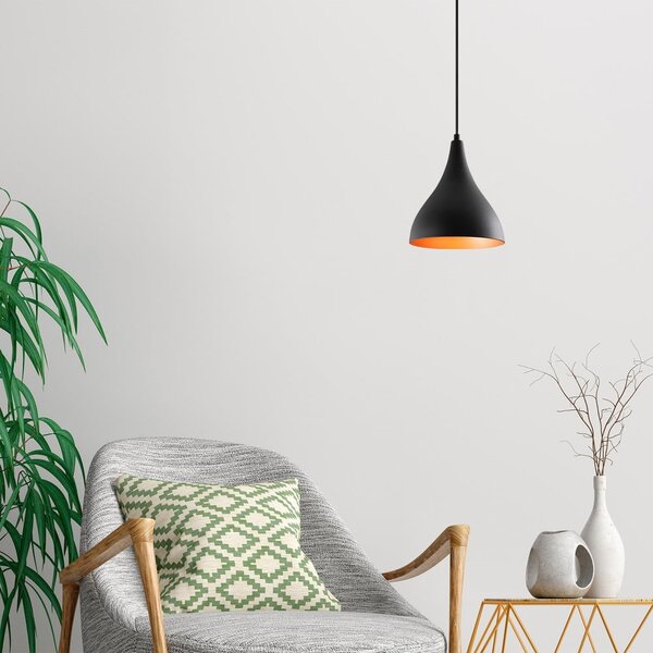 Lampadario nero con paralume in metallo ø 22 cm Sağlam – Opviq lights