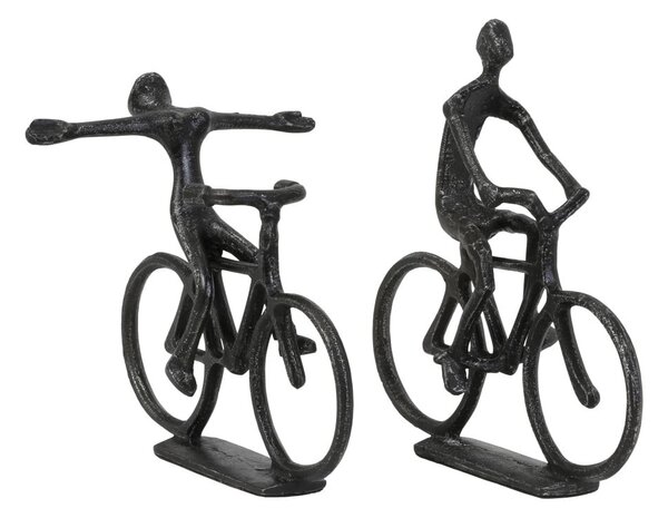 Statuette in metallo in set di 2 pezzi 22 cm Cyclists - Light & Living